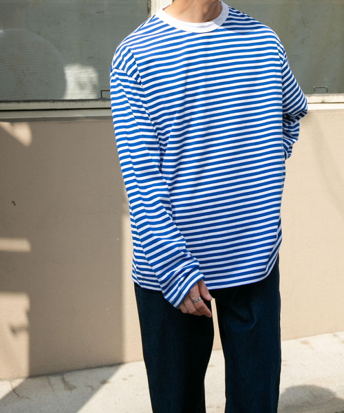 FORK&SPOON(フォークアンドスプーン)の「FORK&SPOON ボーダーロングスリーブTシャツ(Tシャツ/カットソー・メンズ・ブラック系その他/ブルー系その他/ホワイト系その他・4/5)」の6枚目の写真