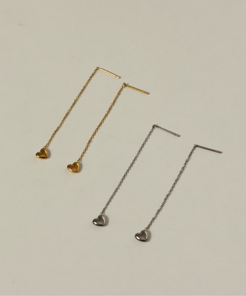 ORLEAN(オルレアン)の「【ORLEAN】ハートモチーフチェーンピアス(ピアス(両耳用)・レディース・シルバー/ゴールド・フリー)」の3枚目の写真