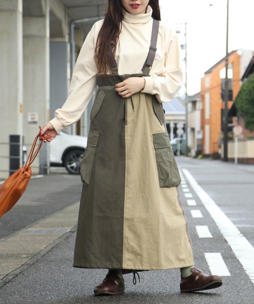 KRIFF MAYER Lady's Collection(クリフメイヤーレディースコレクション)の「ミリタリーサスペンダースカート(スカート・レディース・ブラック/カーキ/カラフル/ベージュ/ダークブルー・MEDIUM/LARGE)」の5枚目の写真