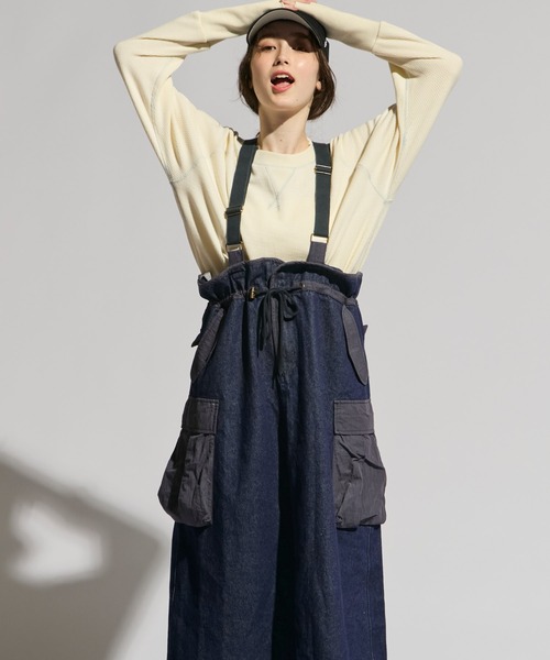 KRIFF MAYER Lady's Collection(クリフメイヤーレディースコレクション)の「ミリタリーサスペンダースカート(スカート・レディース・ブラック/カーキ/カラフル/ベージュ/ダークブルー・MEDIUM/LARGE)」の6枚目の写真