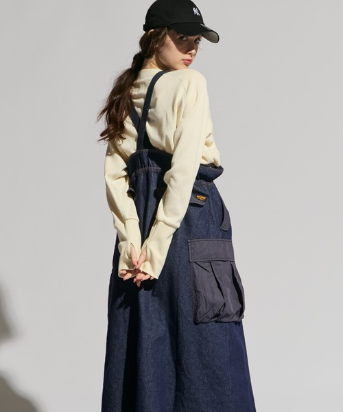 KRIFF MAYER Lady's Collection(クリフメイヤーレディースコレクション)の「ミリタリーサスペンダースカート(スカート・レディース・ブラック/カーキ/カラフル/ベージュ/ダークブルー・MEDIUM/LARGE)」の7枚目の写真