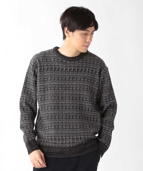 UNION STATION(ユニオンステーション)の「ツイードライクニットリラックスプルオーバー(ニット/セーター・メンズ・ネイビー/ホワイト/ブラック・M/L/LL)」の3枚目の写真