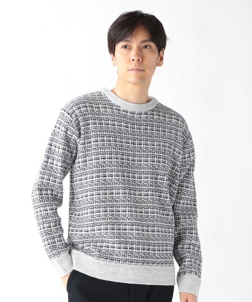 UNION STATION(ユニオンステーション)の「ツイードライクニットリラックスプルオーバー(ニット/セーター・メンズ・ネイビー/ホワイト/ブラック・M/L/LL)」の5枚目の写真