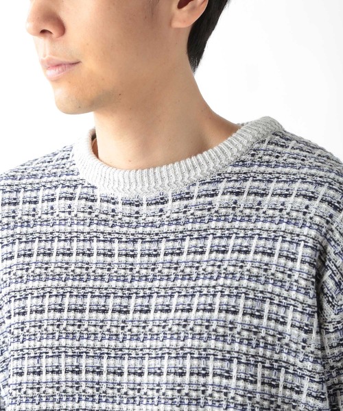 UNION STATION(ユニオンステーション)の「ツイードライクニットリラックスプルオーバー(ニット/セーター・メンズ・ネイビー/ホワイト/ブラック・M/L/LL)」の8枚目の写真