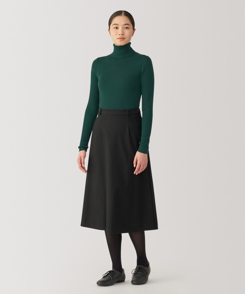 婦人 洗えるウールハイゲージリブタートルネックセーター（ニット