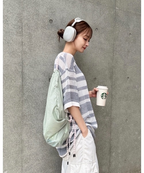 Jayne K(ジェーンケー)の「【Jayne K/ジェーン ケー】Y2Kスタイルシンプルシルエットシアーカラーナイロンナップザック(バックパック/リュック・レディース・ホワイト/ライム/ブルー/ライトグリーン/オレンジ/ライトブルー/オリーブ・FREE)」の20枚目の写真