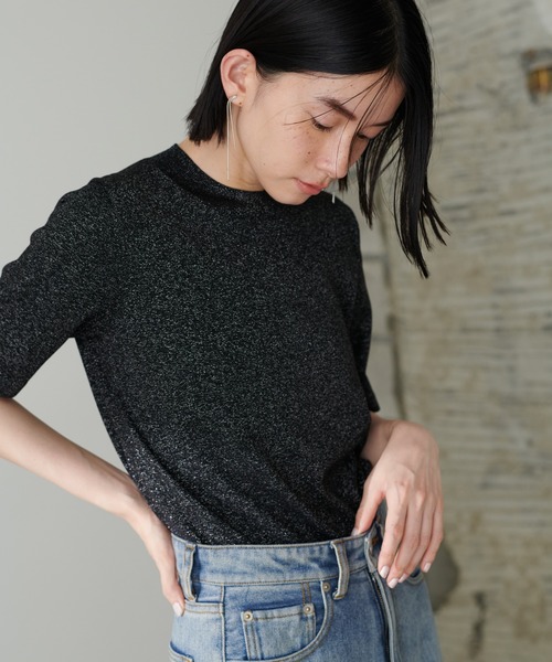 LARUTA(ラルータ)の「【LARUTA】シンプルラメニット(ニット/セーター・レディース・モカ/ライトベージュ/ブラック/チャコールグレー・FREE)」の5枚目の写真