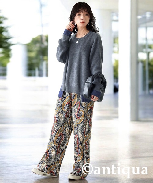 antiqua(アンティカ)の「異素材切り替えニット(ニット/セーター・レディース・グレー/ブラック・ONESIZE)」の11枚目の写真