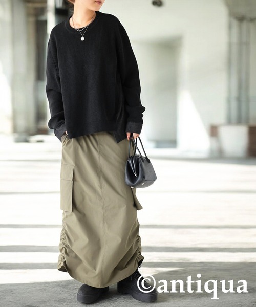 antiqua(アンティカ)の「異素材切り替えニット(ニット/セーター・レディース・グレー/ブラック・ONESIZE)」の6枚目の写真