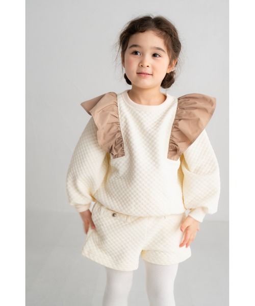 【セール】ぽこぽこふくれジャガードフリルトレーナー（スウェット）｜maarook（マルーク）