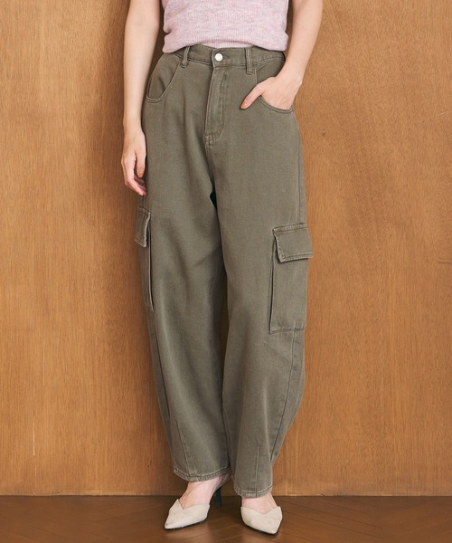 coca（coca）（コカ）の「カーブカーゴパンツ（カーゴパンツ・レディース・カーキ/ブラック・S/M/L）」の2枚目の写真