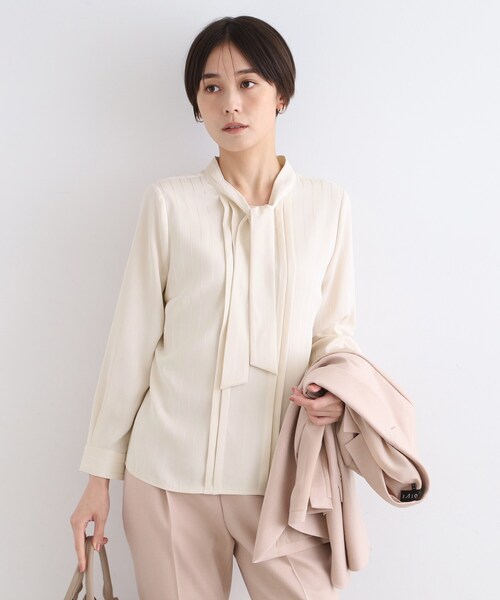 INDIVI（インディヴィ）の「【洗える】シアーストライプ柄ボウタイ