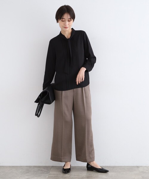 INDIVI（インディヴィ）の「◆【洗える】シアーストライプ柄ボウタイブラウス（シャツ/ブラウス・レディース・ホワイト/ブラック/ナチュラル・38/34/19/15 /13/05）」の10枚目の写真