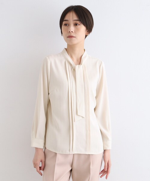 INDIVI（インディヴィ）の「◆【洗える】シアーストライプ柄ボウタイブラウス（シャツ/ブラウス・レディース・ホワイト/ブラック/ナチュラル・38/34/19/15 /13/05）」の17枚目の写真