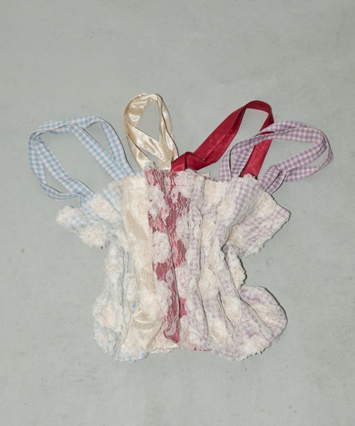 idem（イデム）の「lace rose satin bag / レースローズサテンバッグ（トートバッグ・レディース・クリーム/レッド・FREE）」の17枚目の写真