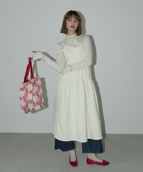 idem（イデム）の「lace rose satin bag / レースローズサテンバッグ（トートバッグ・レディース・クリーム/レッド・FREE）」の10枚目の写真