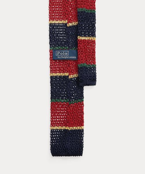 【セール】クレストパッチ ストライプド ニット シルク ネクタイ（ネクタイ）｜POLO RALPH LAUREN（ポロ ラルフ ローレン）