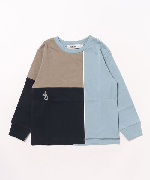 HAKKA KIDS（ハッカキッズ）の「切替Tシャツ（Tシャツ/カットソー・キッズ・ブルー/ベージュ・130cm/120cm）」の4枚目の写真