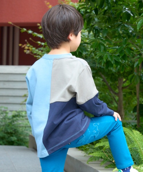 HAKKA KIDS（ハッカキッズ）の「切替Tシャツ（Tシャツ/カットソー・キッズ・ブルー/ベージュ・130cm/120cm）」の5枚目の写真