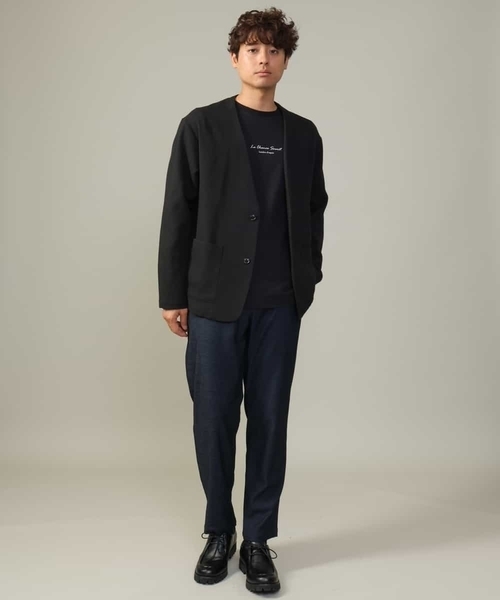 a.v.v（アーヴェヴェ）の「【ON/OFF兼用】スマートツイードノーカラージャケット(セットアップ可)（ノーカラージャケット・メンズ・ブラウン/ブラック・46/48/50）」の3枚目の写真