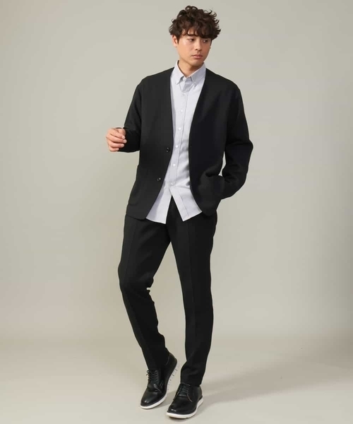 a.v.v（アーヴェヴェ）の「【ON/OFF兼用】スマートツイードノーカラージャケット(セットアップ可)（ノーカラージャケット・メンズ・ブラウン/ブラック・46/48/50）」の6枚目の写真