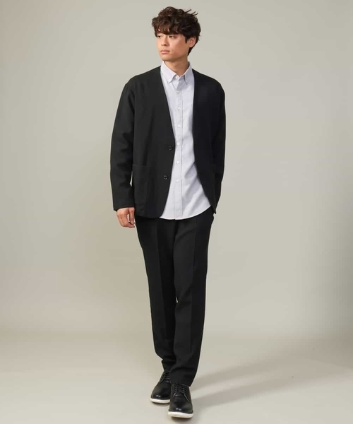 a.v.v（アーヴェヴェ）の「【ON/OFF兼用】スマートツイードノーカラージャケット(セットアップ可)（ノーカラージャケット・メンズ・ブラウン/ブラック・46/48/50）」の7枚目の写真