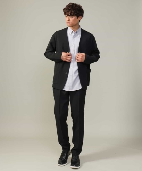 a.v.v（アーヴェヴェ）の「【ON/OFF兼用】スマートツイードノーカラージャケット(セットアップ可)（ノーカラージャケット・メンズ・ブラウン/ブラック・46/48/50）」の8枚目の写真