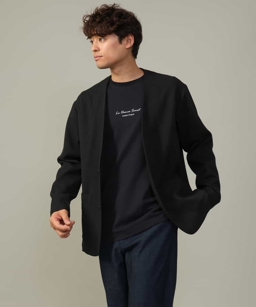 a.v.v（アーヴェヴェ）の「【ON/OFF兼用】スマートツイードノーカラージャケット(セットアップ可)（ノーカラージャケット・メンズ・ブラウン/ブラック・46/48/50）」の11枚目の写真