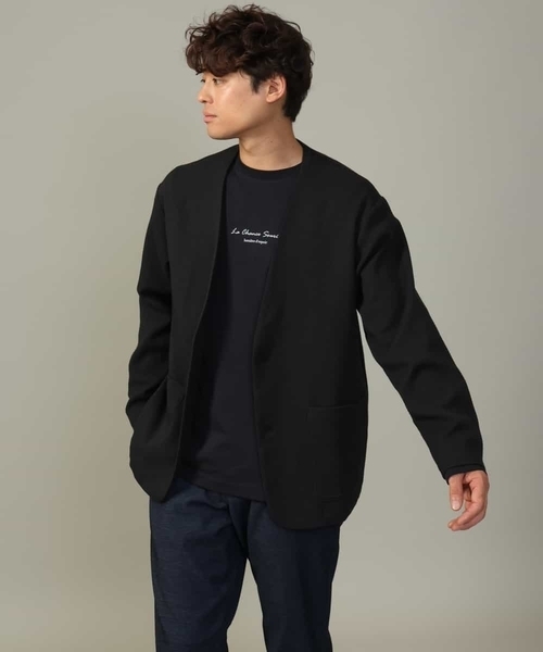 a.v.v（アーヴェヴェ）の「【ON/OFF兼用】スマートツイードノーカラージャケット(セットアップ可)（ノーカラージャケット・メンズ・ブラウン/ブラック・46/48/50）」の12枚目の写真