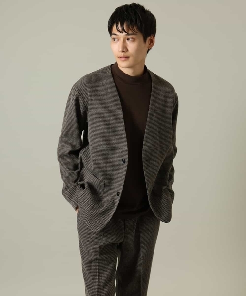 a.v.v（アーヴェヴェ）の「【ON/OFF兼用】スマートツイードノーカラージャケット(セットアップ可)（ノーカラージャケット・メンズ・ブラウン/ブラック・46/48/50）」の15枚目の写真