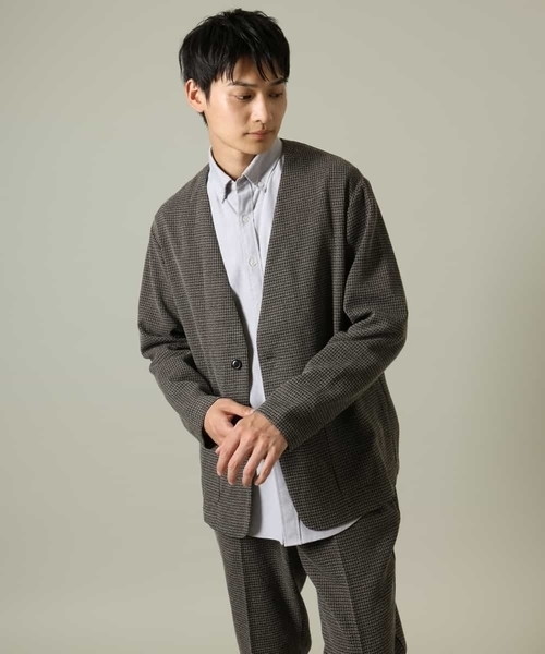 a.v.v（アーヴェヴェ）の「【ON/OFF兼用】スマートツイードノーカラージャケット(セットアップ可)（ノーカラージャケット・メンズ・ブラウン/ブラック・46/48/50）」の17枚目の写真