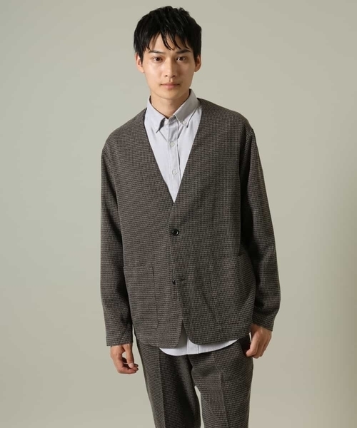 a.v.v（アーヴェヴェ）の「【ON/OFF兼用】スマートツイードノーカラージャケット(セットアップ可)（ノーカラージャケット・メンズ・ブラウン/ブラック・46/48/50）」の18枚目の写真