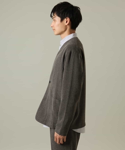 a.v.v（アーヴェヴェ）の「【ON/OFF兼用】スマートツイードノーカラージャケット(セットアップ可)（ノーカラージャケット・メンズ・ブラウン/ブラック・46/48/50）」の19枚目の写真