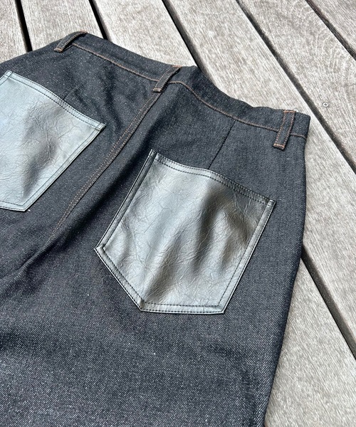 MandO(エムオー)(エムオー)の「【MandO】合皮配色デニムストレートパンツ/セットアップ可(デニムパンツ・メンズ・ブラック/インディゴブルー・SMALL/MEDIUM/LARGE)」の8枚目の写真