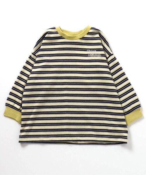 BREEZE（ブリーズ）の「【WEB限定】マルチボーダーTシャツ（Tシャツ/カットソー・キッズ・サックスブルー/ブラック/オフホワイト/グリーン/ピンク・150/90/100/110/120/130/140/80）」の8枚目の写真