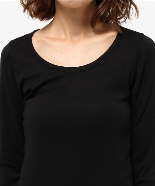 URCH RNA(アーチ アールエヌエー)の「M0156 スーピマフライスロングTシャツ(Tシャツ/カットソー・レディース・ブラック/ネイビー/オフホワイト/杢グレー/クリーム・MEDIUM)」の8枚目の写真