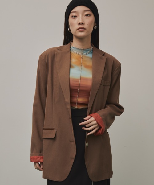 Solace（ソレイス）の「インサイドカラーテーラードジャケット（テーラードジャケット・レディース・ブラウン/グレー・FREE）」の16枚目の写真