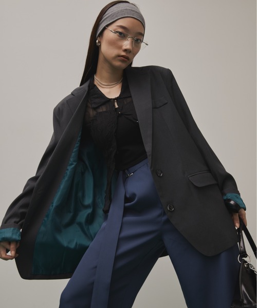 Solace（ソレイス）の「インサイドカラーテーラードジャケット（テーラードジャケット・レディース・ブラウン/グレー・FREE）」の8枚目の写真