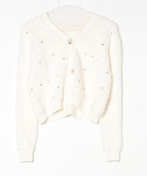 leune（ルネ）の「ビジュー付きシャギーショートカーディガン（カーディガン/ボレロ）」
