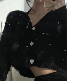 leune（ルネ）の「ビジュー付きシャギーショートカーディガン（カーディガン/ボレロ）」