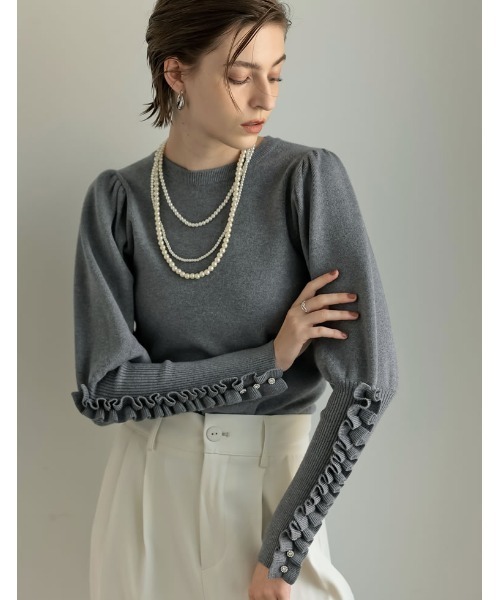 セール】[MEISM by Re:EDIT][2025AW COLLECTION]ビジュー×フリル