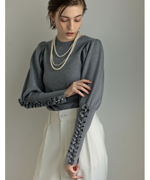 セール】[MEISM by Re:EDIT][2025AW COLLECTION]ビジュー×フリル