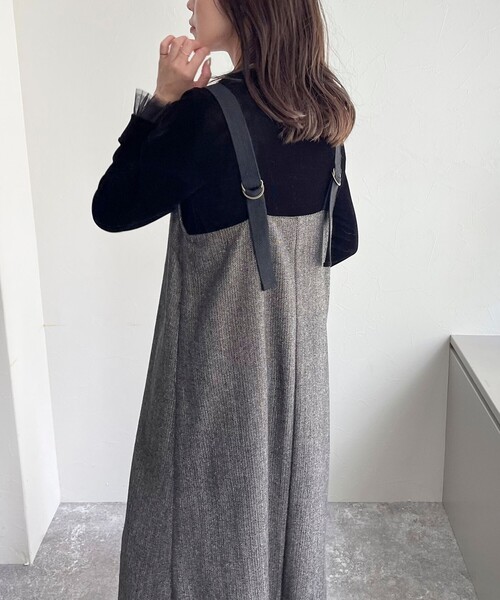 fredy emue（フレディエミュ）の「ツィード前開きキャミワンピース（ワンピース・レディース・チャコールグレー/ブラウン・36/38）」の12枚目の写真