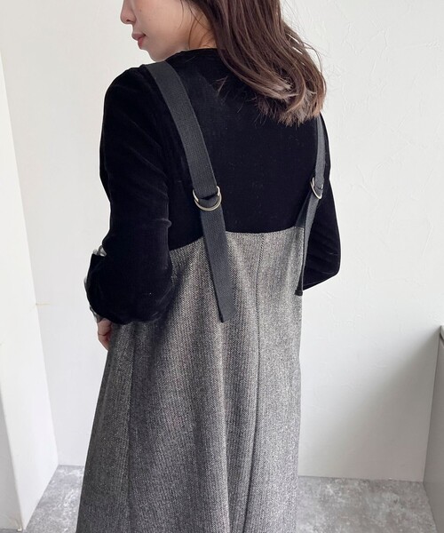 fredy emue（フレディエミュ）の「ツィード前開きキャミワンピース（ワンピース・レディース・チャコールグレー/ブラウン・36/38）」の13枚目の写真
