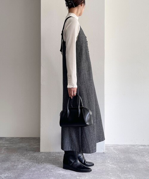 fredy emue（フレディエミュ）の「ツィード前開きキャミワンピース（ワンピース・レディース・チャコールグレー/ブラウン・36/38）」の17枚目の写真