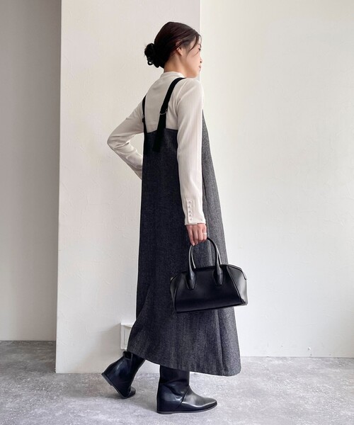 fredy emue（フレディエミュ）の「ツィード前開きキャミワンピース（ワンピース・レディース・チャコールグレー/ブラウン・36/38）」の18枚目の写真