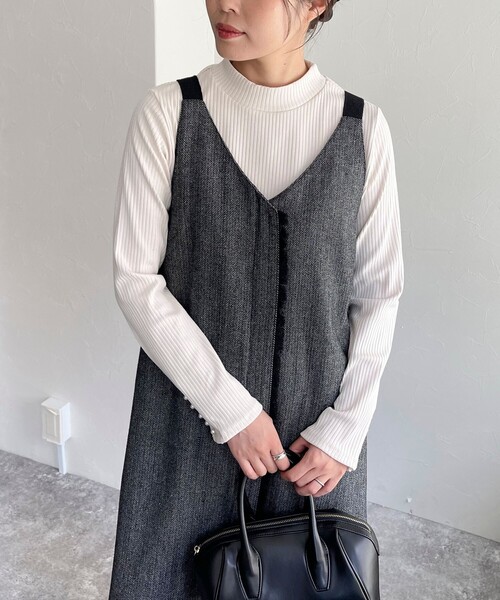 fredy emue（フレディエミュ）の「ツィード前開きキャミワンピース（ワンピース・レディース・チャコールグレー/ブラウン・36/38）」の19枚目の写真