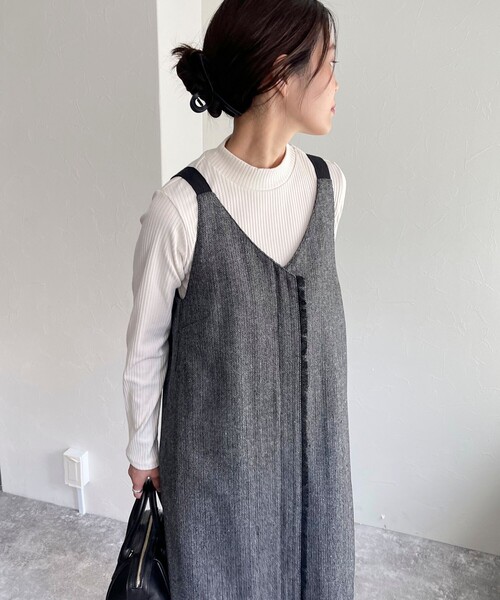 fredy emue（フレディエミュ）の「ツィード前開きキャミワンピース（ワンピース・レディース・チャコールグレー/ブラウン・36/38）」の20枚目の写真