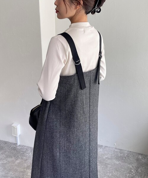 fredy emue（フレディエミュ）の「ツィード前開きキャミワンピース（ワンピース・レディース・チャコールグレー/ブラウン・36/38）」の21枚目の写真