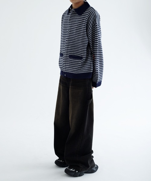 セール】【EPNK】Nuance border collar knit cardigan / ニュアンス